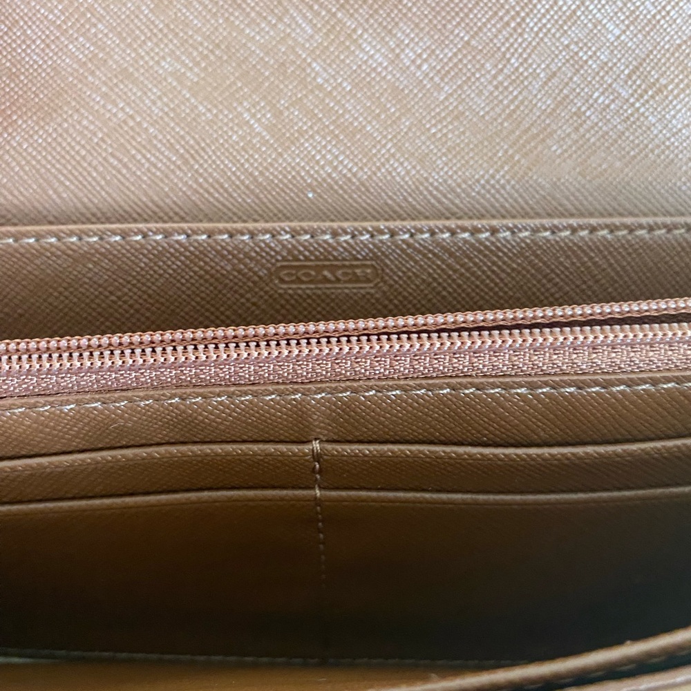 Coach Tan Leather Buckle Wristlet Clutch with Silver Hardware - Picture 8 of 14